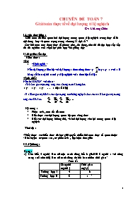 Chuyên đề Toán Lớp 7: Giải toán thực tếvề đại lượng tỉ lệ nghịch - Lê Long Châu