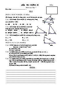 Đề kiểm tra Chương II môn Hình học Lớp 7 - Đề 9 (Có đáp án)