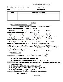 Đề kiểm tra khảo sát chất lượng môn Toán Lớp 7