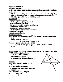 Giáo án Dạy thêm môn Toán Lớp 7 - Buổi 17: Các trường hợp bằng nhau của tam giác vuông - Năm học 2010-2011