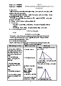 Giáo án Hình học 7 - Tiết 57: Tính chất ba đường phân giác của tam giác - Năm học 2011-2012 (3 cột)