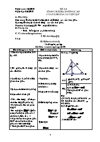 Giáo án Hình học 7 - Tiết 64: Tính chất ba đường cao của tam giác. Luyện tập - Năm học 2011-2012 (3 cột)