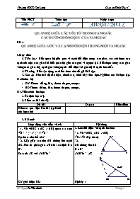 Giáo án Hình học Lớp 7 - Chương III: Quan hệ giữa các yếu tố trong tam giác các đường đồng quy của tam giác - Năm học 2011-2012 - Nguyễn Văn Minh