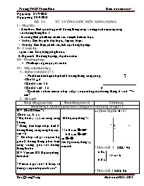 Giáo án Hình học Lớp 7 - Tiết 11: Từ vuông góc đến song song - Năm học 2012-2013 - Chu Quang Trung