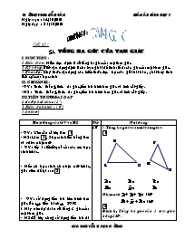 Giáo án Hình học Lớp 7 - Tiết 16: Tổng ba góc của tam giác - Năm học 2010-2011 - Nguyễn Mạnh Cường