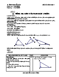 Giáo án Hình học Lớp 7 - Tiết 17: Tổng ba góc của tam giác (Tiếp) - Năm học 2010-2011 - Nguyễn Mạnh Cường