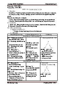 Giáo án Hình học Lớp 7 - Tiết 35: Tam giác cân - Năm học 2012-2013 - Chu Quang Trung
