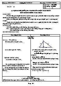 Giáo án Hình học Lớp 7 - Tiết 51: Quan hệ giữa ba cạnh của một tam giác bất đẳng thức tam giác - Văn Quý Trịnh