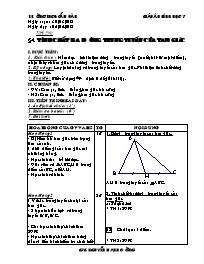 Giáo án Hình học Lớp 7 - Tiết 54: Tính chất ba đường trung tuyến của tam giác - Năm học 2011-2012 - Nguyễn Mạnh Cường