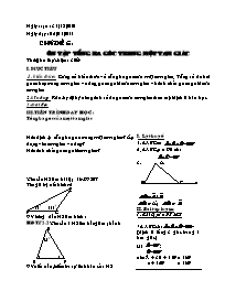 Giáo án Phụ đạo môn Toán Lớp 7 - Chủ đề 6: Ôn tập tổng ba góc trong một tam giác - Năm học 2010-2011