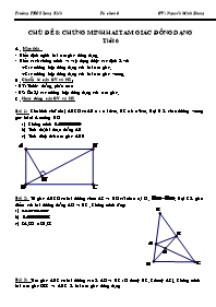 Giáo án tự chọn Toán 8 - Chủ đề 8: Chứng minh hai tam giác đồng dạng (Tiết 6) - Nguyễn Minh Phụng