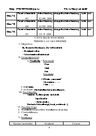 Giáo án môn Tiếng Anh Khối 7 - Unit 1: Back to school - Period 2: A1-3-4- 5: Friends