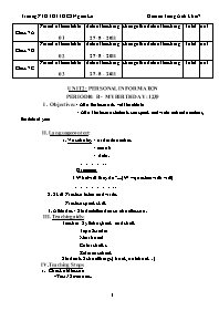 Giáo án môn Tiếng Anh Khối 7 - Unit 2: Personal information - Period10: B-My birthday: 1,2,3,9