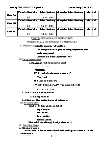 Giáo án môn Tiếng Anh Khối 7 - Unit 2: Personal information - Period 8: A-Atelephone numbers A4,7