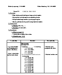 Giáo án môn Tiếng Anh Lớp 7 - Period 72: Chec