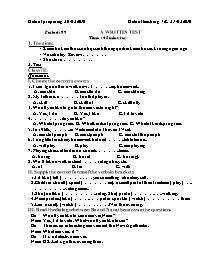 Giáo án môn Tiếng Anh Lớp 7 - Period 89: A wr