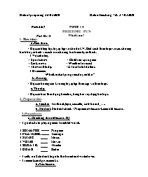 Giáo án môn Tiếng Anh Lớp 7 - Unit 14: Freetime fun - Period 87, Part B1-2: What’s on ?