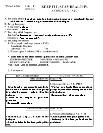 Giáo án môn Tiếng Anh 7 - Unit 11: Keep fit, stay healthy - Lesson 2: A check-up A2-3
