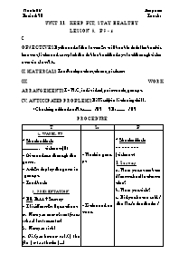 Giáo án môn Tiếng Anh Khối 7 - Unit 11: Keep fit, stay healthy - Period 70, Lesson 5: B 3-4