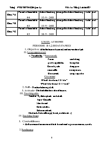 Giáo án môn Tiếng Anh Khối 7 - Unit 3: At home - Period15: B-1,2: Hoa's family