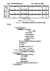 Giáo án môn Tiếng Anh Khối 7 - Unit 4: At school - Period 21: A 1,2,3: Schedules