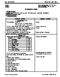 Giáo án môn Tiếng Anh Lớp 6 - Period 1: Introduction