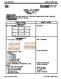 Giáo án môn Tiếng Anh Lớp 6 - Period 7, Unit 2: At school - Section A: Come in - Lesson 1: A1, 2