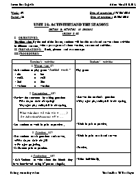 Giáo án môn Tiếng Anh Lớp 6 - Unit 13: Activities and the seasons - Section B: Activities in seasons - Lesson 5: B2