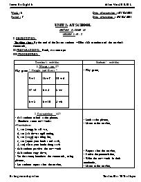 Giáo án môn Tiếng Anh Lớp 6 - Unit 2: At school - Section A: Come in - Lesson 1: A1, 2