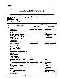 Giáo án môn Tiếng Anh Lớp 7 - Period 38: Language focus 2