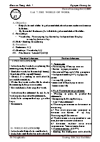 Giáo án môn Tiếng Anh Lớp 7 - Period 41, Unit 7: The world of work - Nguyễn Hoàng Lê