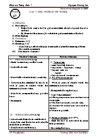 Giáo án môn Tiếng Anh Lớp 7 - Period 42, Unit 7: The world of work - Nguyễn Hoàng Lê