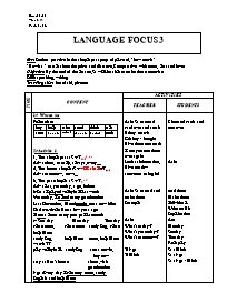 Giáo án môn Tiếng Anh Lớp 7 - Period 62: Language focus 3