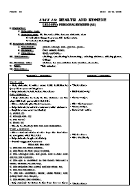 Giáo án môn Tiếng Anh Lớp 7 - Period 63, Unit 10: Health and hygiene - Lesson 2: Personal hygiene (A2)