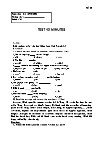 Giáo án môn Tiếng Anh Lớp 7 - Period 80: Test 45 minutes
