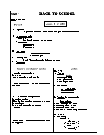 Giáo án môn Tiếng Anh Lớp 7 - Unit 1: Back to school - Lesson 3: B1-B2-B3