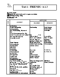 Giáo án môn Tiếng Anh Lớp 7 - Unit 1: Friends - A 1.3
