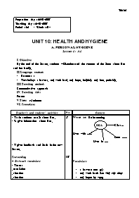 Giáo án môn Tiếng Anh Lớp 7 - Unit 10: Health and hygiene - A. Personal hygiene - Lesson 1: A1