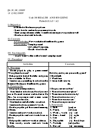 Giáo án môn Tiếng Anh Lớp 7 - Unit 10: Health and hygiene (Bản 2 cột)