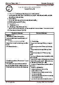 Giáo án môn Tiếng Anh Lớp 7 - Unit 10: Health & hygiene - Lesson 2: A 2, 3 - Nguyễn Hoàng Lê