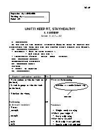 Giáo án môn Tiếng Anh Lớp 7 - Unit 11: Keep fit, stay healthy - A. A check up - Lesson 2: A2, A3