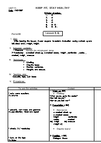 Giáo án môn Tiếng Anh Lớp 7 - Unit 11 - Lesson 1: A1