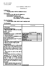 Giáo án môn Tiếng Anh Lớp 7 - Unit 11: Unit 14: Free time fun (Bản 2 cột)