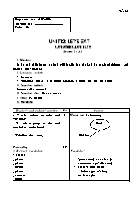 Giáo án môn Tiếng Anh Lớp 7 - Unit 12: Let’s eat ! - A. What shall we eat ? - Lesson 1: A1