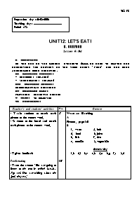 Giáo án môn Tiếng Anh Lớp 7 - Unit 12: Let’s eat ! - B. Our food - Lesson 6: B4