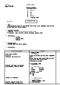 Giáo án môn Tiếng Anh Lớp 7 - Unit 12: Let’s eat - Lesson 1: A1