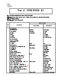 Giáo án môn Tiếng Anh Lớp 7 - Unit 12: Our food - B2