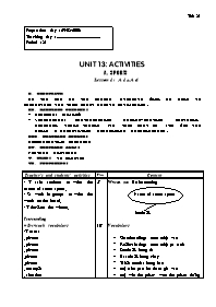 Giáo án môn Tiếng Anh Lớp 7 - Unit 13: Activities - A. Sports - Lesson 1: A1+ A4