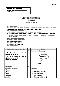 Giáo án môn Tiếng Anh Lớp 7 - Unit 13: Activities - A. Sports - Lesson 2: A 3, A5
