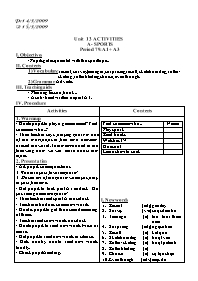 Giáo án môn Tiếng Anh Lớp 7 - Unit 13: Activities (Bản 2 cột)